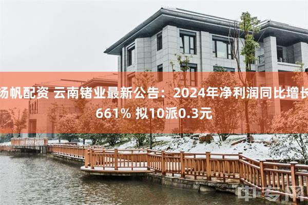 扬帆配资 云南锗业最新公告：2024年净利润同比增长661% 拟10派0.3元